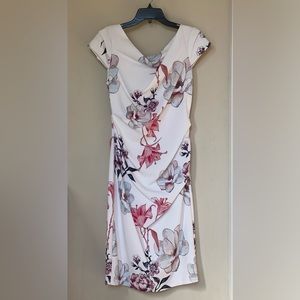 WHBM dress size 4, off white with floral print, worn only once, like brand new.